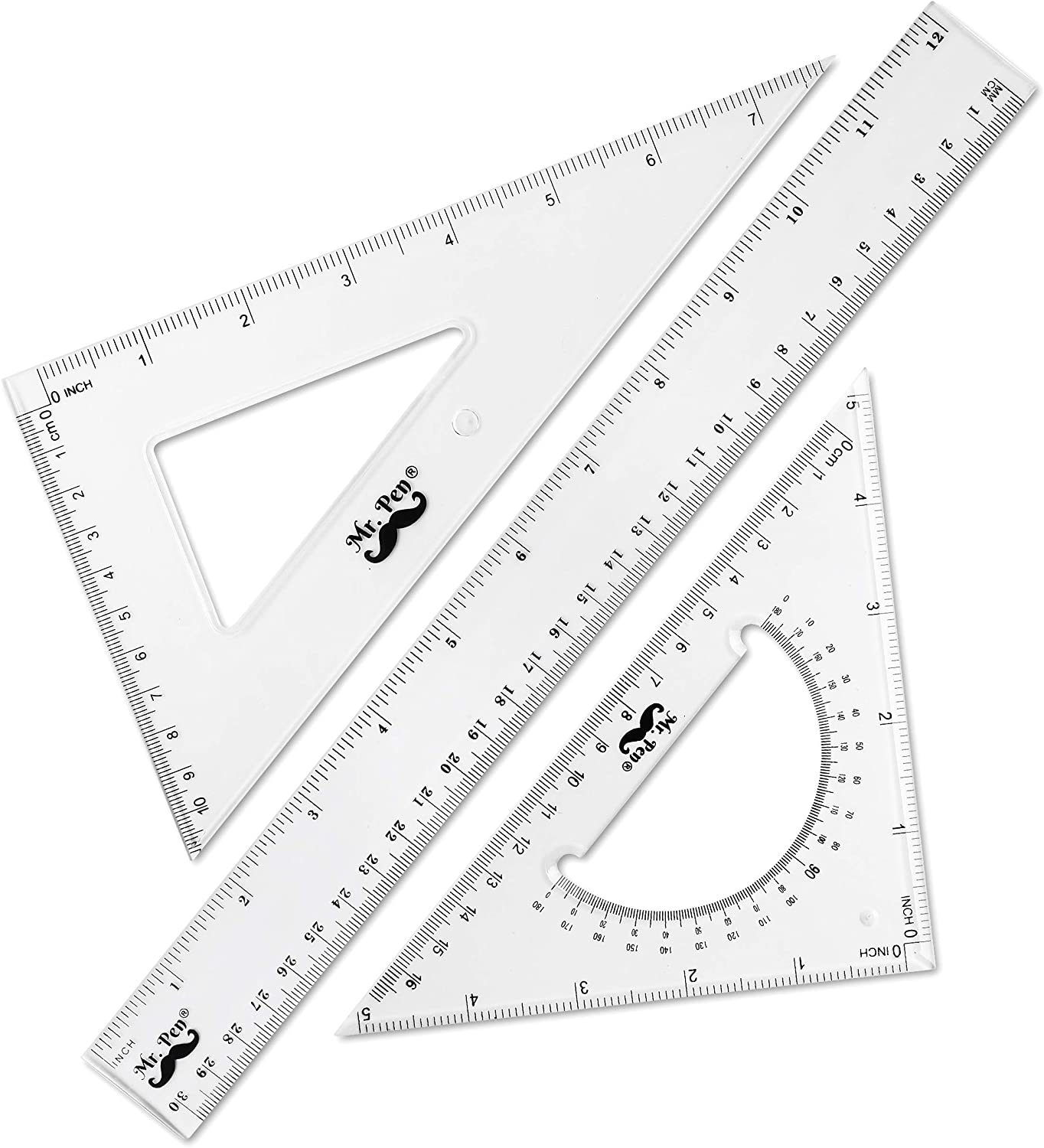 Mr. Pen- Triangle Ruler, Square and Ruler Set, Ruler Set, 3 Pack